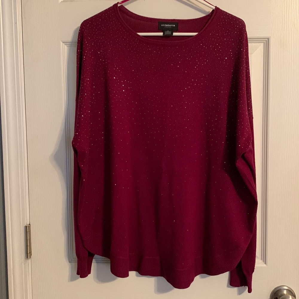 Women’s Liz Claiborne burgundy sparkly sweater XL